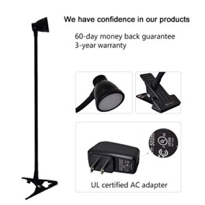 CeSunlight Clamp Desk Lamp, Clip on Reading Light, 3000-6500K Adjustable Color Temperature, 6 Illumination Modes, 10 Led Beads, AC Adapter and USB Cord Included (Black)