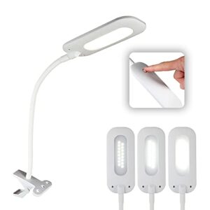 ottlite flexible soft touch led clip lamp with clearsun led technology – sturdy clip light is dimmable & flexible – travel-friendly & portable reading lamp for home, desks, tables, & bookshelves