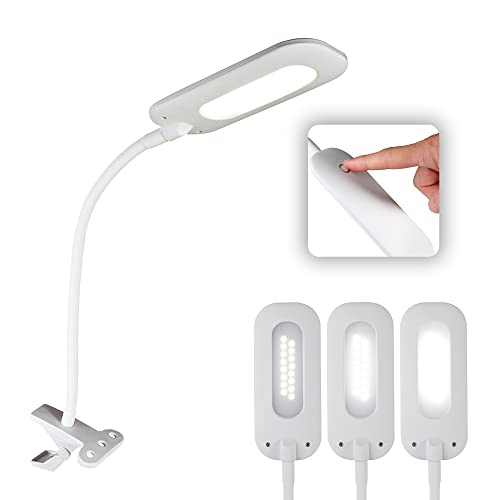 OttLite Flexible Soft Touch LED Clip Lamp with ClearSun LED Technology - Sturdy Clip Light is Dimmable & Flexible - Travel-Friendly & Portable Reading Lamp for Home, Desks, Tables, & Bookshelves