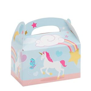 Treat Boxes - 24-Pack Paper Party Favor Boxes, Unicorn Design Goodie Boxes for Birthdays and Events, 2 Dozen Party Gable Boxes, 6 x 3.3 x 3.6 Inches