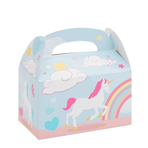 Treat Boxes - 24-Pack Paper Party Favor Boxes, Unicorn Design Goodie Boxes for Birthdays and Events, 2 Dozen Party Gable Boxes, 6 x 3.3 x 3.6 Inches