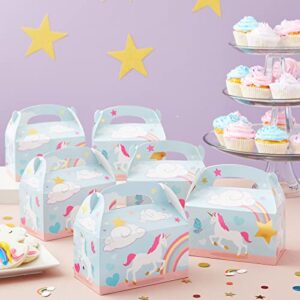 Treat Boxes - 24-Pack Paper Party Favor Boxes, Unicorn Design Goodie Boxes for Birthdays and Events, 2 Dozen Party Gable Boxes, 6 x 3.3 x 3.6 Inches