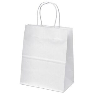 8″x4.75″x10″ – 100 pcs white kraft paper bags, shopping, merchandise, party, gift bags, flexicore packaging®