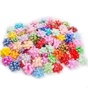 2 inch 100Pcs Small Star Bows for Gift Wrapping and Presents,Multiple coClour Christmas Bows,for Parties, Birthdays, Weddings or Other Holidays.