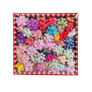 2 inch 100Pcs Small Star Bows for Gift Wrapping and Presents,Multiple coClour Christmas Bows,for Parties, Birthdays, Weddings or Other Holidays.