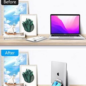 ivoler Auto-Resize Aluminum Vertical Laptop Stand Desktop for Gravity Locking Holder Dock Save Space for Desk Organizers and Storage(Up to 17.3 inches), Fits All MacBook/Air/HP/Dell/Samsung, Silver