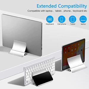 ivoler Auto-Resize Aluminum Vertical Laptop Stand Desktop for Gravity Locking Holder Dock Save Space for Desk Organizers and Storage(Up to 17.3 inches), Fits All MacBook/Air/HP/Dell/Samsung, Silver