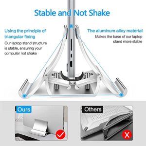 ivoler Auto-Resize Aluminum Vertical Laptop Stand Desktop for Gravity Locking Holder Dock Save Space for Desk Organizers and Storage(Up to 17.3 inches), Fits All MacBook/Air/HP/Dell/Samsung, Silver