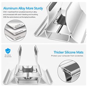 ivoler Auto-Resize Aluminum Vertical Laptop Stand Desktop for Gravity Locking Holder Dock Save Space for Desk Organizers and Storage(Up to 17.3 inches), Fits All MacBook/Air/HP/Dell/Samsung, Silver