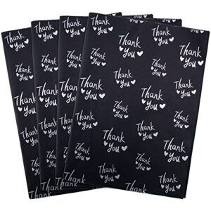 mr five 100 sheets black with silver thank you tissue paper bulk,20″ x 14″,silver thank you tissue paper for packaging,gift bags,metallic silver tissue for weddings,graduation,birthday,thanksgiving