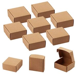 sdootjewelry mini cardboard boxes, 2.16’’ × 2.16’’ × 0.98’’ mini boxes, jewelry boxes packaging 100 packs, brown kraft boxes for ring earrings