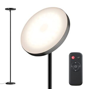 super bright led floor lamp with remote & touch control for living room /bedroom /office ,sky standing tall lamp 30w/2800lm with timer,torchiere lamp with stepless dimmer&4 color temperature