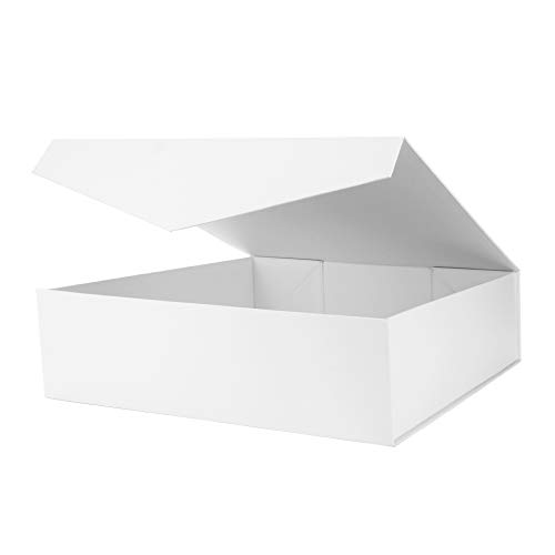 PACKHOME 16.3x14.2x5 Inches, Christmas Gift Box, Extra Large Gift Box with Lid, Gift Box for Clothes and Large Gifts (Matte White with Grain Texture)