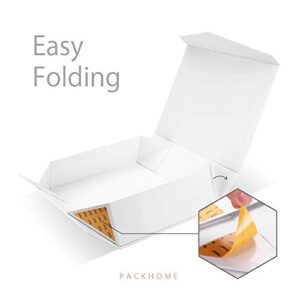 PACKHOME 16.3x14.2x5 Inches, Christmas Gift Box, Extra Large Gift Box with Lid, Gift Box for Clothes and Large Gifts (Matte White with Grain Texture)