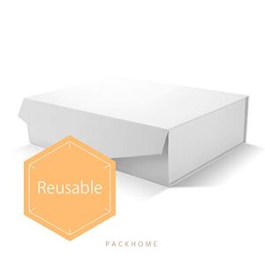 PACKHOME 16.3x14.2x5 Inches, Christmas Gift Box, Extra Large Gift Box with Lid, Gift Box for Clothes and Large Gifts (Matte White with Grain Texture)