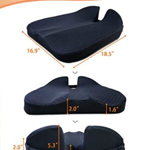 Agsnilove Chair Cushion Memory Foam Car Seat Cushion Wheelchair Comfort Butt Pillow Pad for Truck, Train, Airplane Seat, Office Chair, Reduce Tailbone Pressure, Black