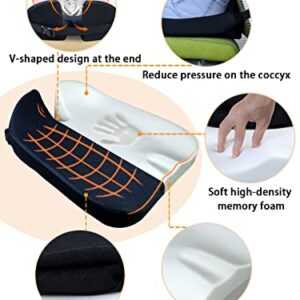 Agsnilove Chair Cushion Memory Foam Car Seat Cushion Wheelchair Comfort Butt Pillow Pad for Truck, Train, Airplane Seat, Office Chair, Reduce Tailbone Pressure, Black