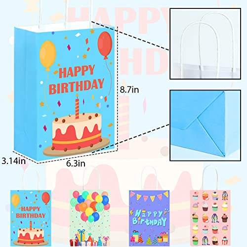 GITMIWS 24Pcs Birthday Gift Bags with Handles - 8.7" Small Paper Bags, Favor Bags, Goody Bags, Goodie Bags, Party Bags for Kids Birthday