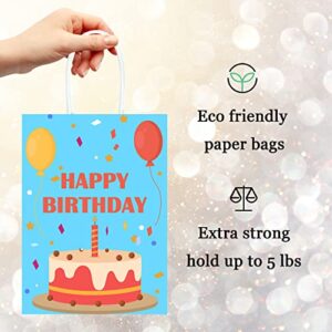 GITMIWS 24Pcs Birthday Gift Bags with Handles - 8.7" Small Paper Bags, Favor Bags, Goody Bags, Goodie Bags, Party Bags for Kids Birthday