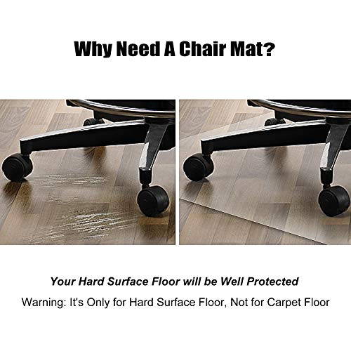 Azadx Office Chair Mat for Hardwood Floor 30 x 48'', Small Chair Mat Clear Easy Glide on Hard Floors, Rolling Chair Mat Plastic Mat Under Desk Chair