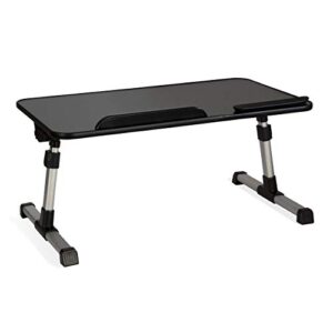 atlantic tilting/adjustable laptop table stand – height adjustable from 9.4 to 12.6 inch, tilt 30 degrees, large 20.4 x 11.8 inch surface, folds flat, pn 82008100 in black pvc finish