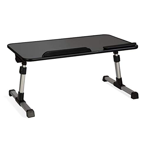 Atlantic Tilting/Adjustable Laptop Table Stand - Height Adjustable from 9.4 to 12.6 inch, Tilt 30 Degrees, Large 20.4 X 11.8 inch Surface, Folds Flat, PN 82008100 in Black PVC Finish