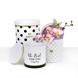 unikpackaging premium quality round flower box, gift boxes for luxury flower and gift arrangements, set of 3 pcs, with lids, size (s/m/l) (be happy)