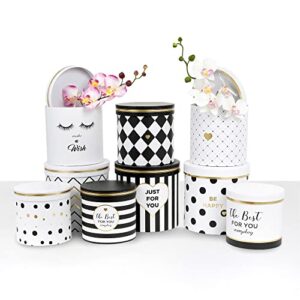 UNIKPACKAGING Premium Quality Round Flower Box, Gift Boxes for Luxury Flower and Gift Arrangements, Set of 3 pcs, with Lids, Size (S/M/L) (Be Happy)