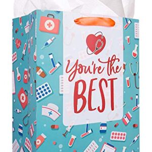 FaCraft Graduation Gift Bags,13"x 10.4"x 5.9" Nurse Doctor Graduation Gift Bag,Large Gift Bag with Tissue Paper for Nursing School Grads,Medical School Graduate,Social Worker,Occupational Therapist