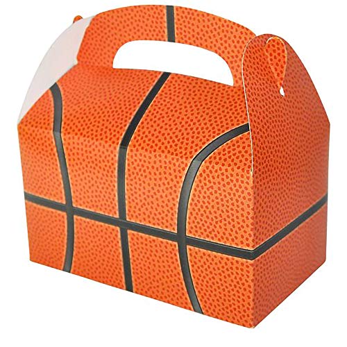 Sports Treat Boxes, Goodies Favor Gift-Box for Kids Birthday Party Favors, Weddings Events, Baby Shower, 6.25" x 3.5" x 3.5" Inch Box (12-Pack, Basket Ball Treat Box)