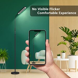 SOARZ Floor Lamp with 4 Color Temperatures and Stepless Dimmer, Adjustable Goose Neck Standing Lamp with Touch Control and Remote Control LED Floor Lamp for Living Room, Bedroom and Office, Black