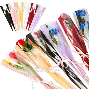 foimas 120pcs single flower sleeves wrapping bags single rose florist bouquet packaging bags for floral arrangement supply wedding valentine’s day mother’s day