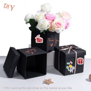Dasofine 6 Pcs Black Gift Boxes with Lids, 5”×5”×5” Fold Required Kraft Paper Gift Boxes, Medium Gift Box, Gift Boxes for Presents, Party Favors, Halloween, Birthday-Foldable
