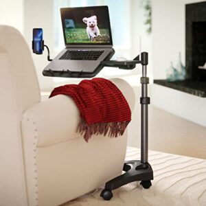 levo g2 v16 mobile laptop stand desk rolling cart with phone holder and mouse tray