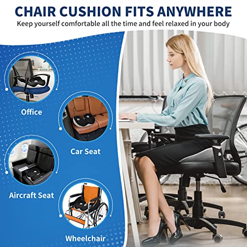 CODN Seat Cushion, Memory Foam Office Chair Cushion for All-Day Sitting, Tailbone and Sciatica Pain Relief Cushion, Chair Pad for Car Seat, Wheelchair and Desk Chair (Black)