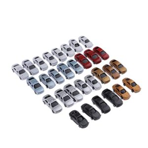 loveindiy 30pcs assorted miniature cars for diorama crafts, 1:200 z scale multicolor