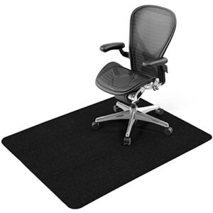 office chair mat for hardwood & tile floor, computer gaming rolling chair mat, under desk low-pile rug, large anti-slip floor protector rug, easy to clean,black(48″*36″)