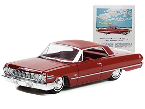 1963 Chevy Impala Sport Coupe Red w/Red Interior Vintage Ad Cars Series 7 1/64 Diecast Model Car by Greenlight 39100 A