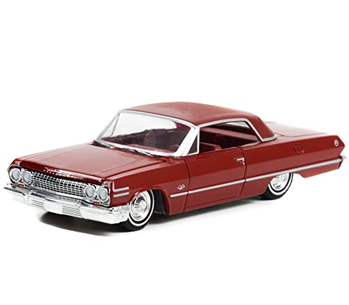 1963 Chevy Impala Sport Coupe Red w/Red Interior Vintage Ad Cars Series 7 1/64 Diecast Model Car by Greenlight 39100 A