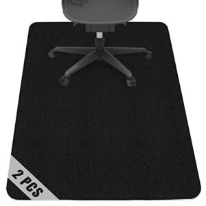 2pcs office chair mat for hardwood & tile floor, 48 “x36 computer desk chair mat, home floor protector mat, under desk low-pile rug, anti-slip, easy to clean (black)