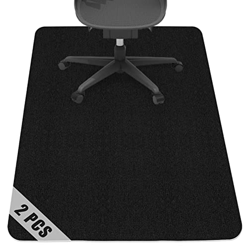 2Pcs Office Chair Mat for Hardwood & Tile Floor, 48 "x36 Computer Desk Chair Mat, Home Floor Protector Mat, Under Desk Low-Pile Rug, Anti-Slip, Easy to Clean (Black)