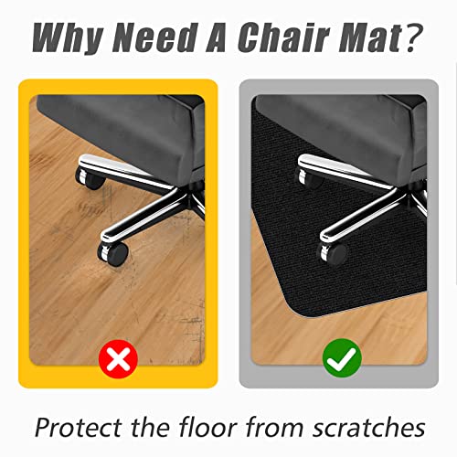 2Pcs Office Chair Mat for Hardwood & Tile Floor, 48 "x36 Computer Desk Chair Mat, Home Floor Protector Mat, Under Desk Low-Pile Rug, Anti-Slip, Easy to Clean (Black)