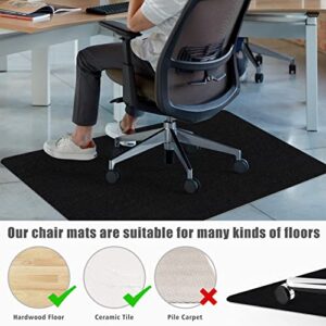 2Pcs Office Chair Mat for Hardwood & Tile Floor, 48 "x36 Computer Desk Chair Mat, Home Floor Protector Mat, Under Desk Low-Pile Rug, Anti-Slip, Easy to Clean (Black)