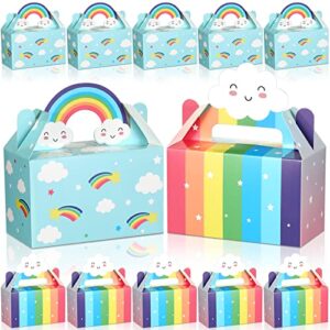 12 packs party favor boxes treat boxes with handles rainbow baby shower boxes cloud paper goodie boxes gable boxes for rainbow birthday decorations boy girl kids’ party supplies, 6 x 3 x 7 inch