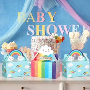 12 Packs Party Favor Boxes Treat Boxes with Handles Rainbow Baby Shower Boxes Cloud Paper Goodie Boxes Gable Boxes for Rainbow Birthday Decorations Boy Girl Kids' Party Supplies, 6 x 3 x 7 Inch