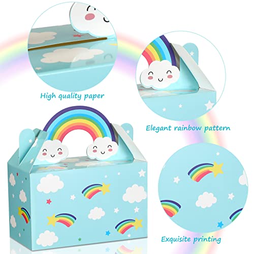 12 Packs Party Favor Boxes Treat Boxes with Handles Rainbow Baby Shower Boxes Cloud Paper Goodie Boxes Gable Boxes for Rainbow Birthday Decorations Boy Girl Kids' Party Supplies, 6 x 3 x 7 Inch