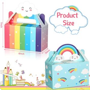 12 Packs Party Favor Boxes Treat Boxes with Handles Rainbow Baby Shower Boxes Cloud Paper Goodie Boxes Gable Boxes for Rainbow Birthday Decorations Boy Girl Kids' Party Supplies, 6 x 3 x 7 Inch