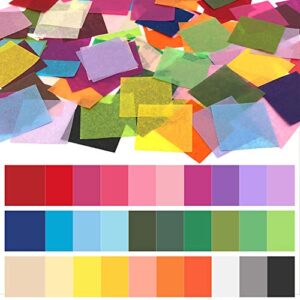 cinvo 3000 pcs tissue paper squares 2 inch x 2 inch rainbow tissue mosaic squares for arts crafts diy projects scrunch art classroom activities and more- 30 assorted colors