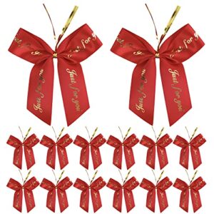 aimudi red satin ribbon twist tie bows for valentine’s day 3.5″ premade just for you bows red and gold bows for treat bags gift wrapping crafts party favors cake pop candy apple baby shower-50 counts