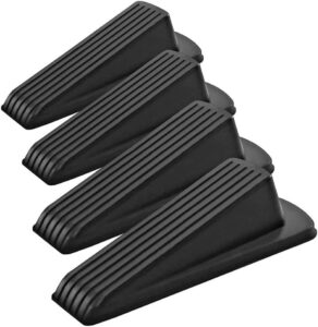 4 pack door stopper , large rubber door stoppers wedge with multi surface design , heavy duty door stops , non-scratching jammer — works on all floor types and carpet
